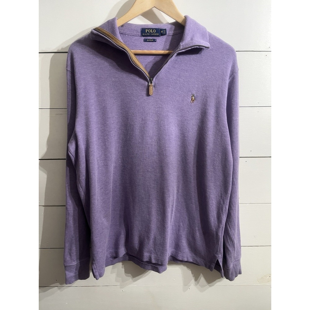 Ralph Lauren Polo Sweater Adult M Purple Brown Estate Rib Pullover Sweatshirt‎